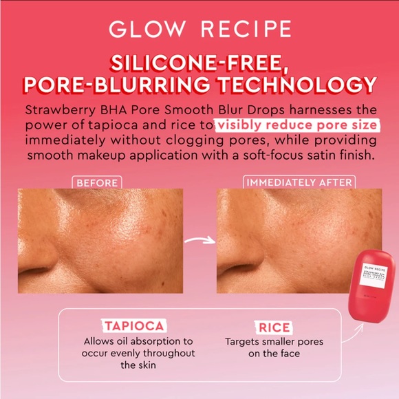 GLOW RECIPE | Strawberry BHA Pore-Smooth Blur Drops 30mL - Picture 4 of 6